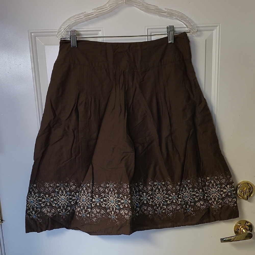 St. John's Bay Brown A-Line Knee-Length Skirt with Embellished Hem